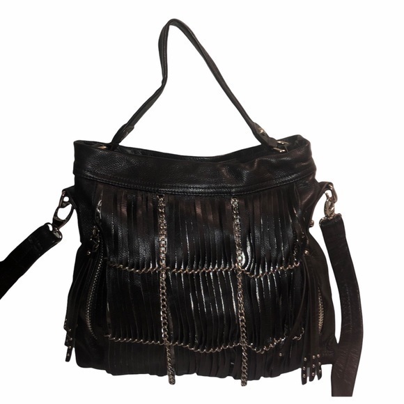 B. Makowsky black leather two way bag - Picture 1 of 8